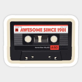 Classic Cassette Tape Mixtape - Awesome Since 1981 Birthday Gift Sticker